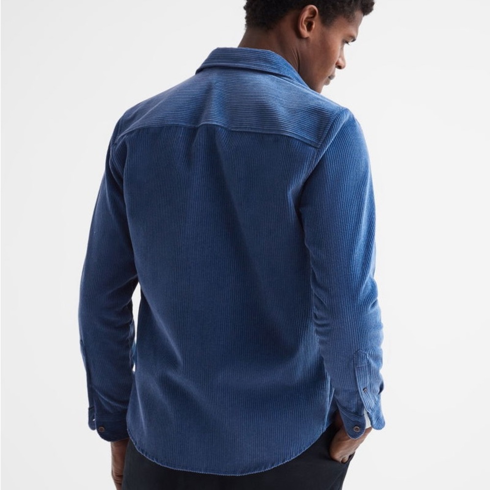 Reiss - Men’s Blue Corduroy Overshirt - Picture 3 of 14